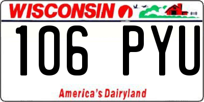 WI license plate 106PYU