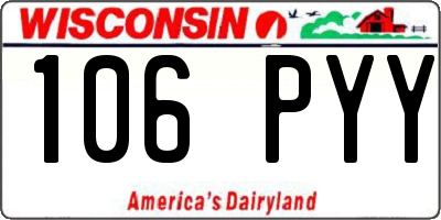WI license plate 106PYY