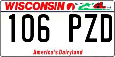 WI license plate 106PZD