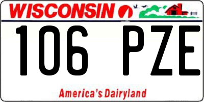 WI license plate 106PZE