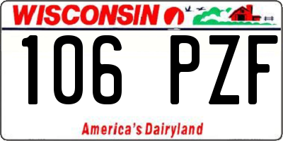 WI license plate 106PZF