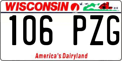 WI license plate 106PZG