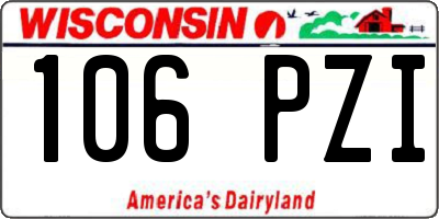 WI license plate 106PZI