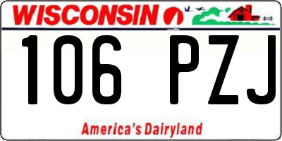 WI license plate 106PZJ