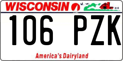 WI license plate 106PZK