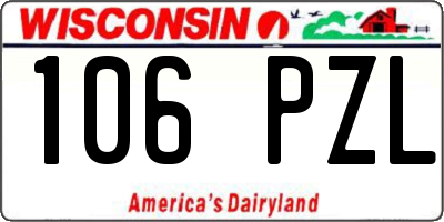 WI license plate 106PZL