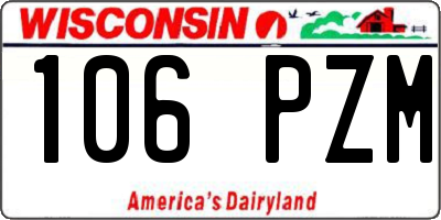 WI license plate 106PZM