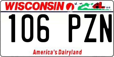 WI license plate 106PZN