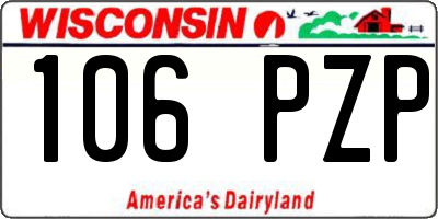 WI license plate 106PZP