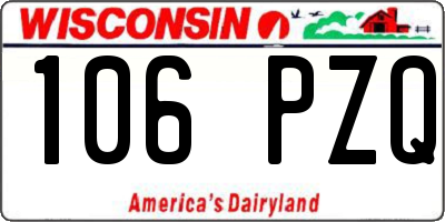 WI license plate 106PZQ