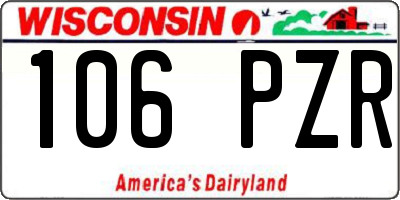 WI license plate 106PZR