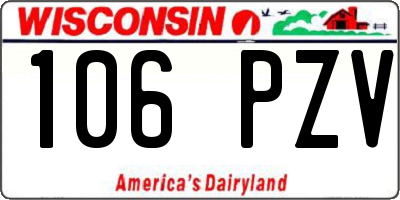 WI license plate 106PZV