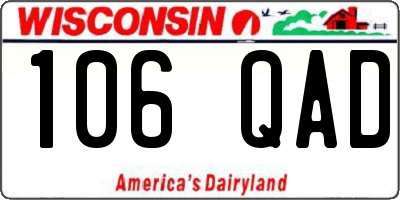 WI license plate 106QAD