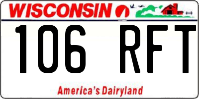 WI license plate 106RFT
