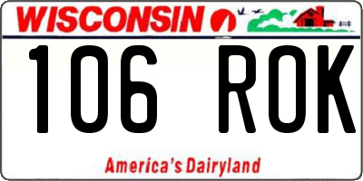 WI license plate 106ROK