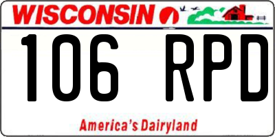 WI license plate 106RPD