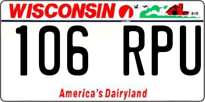 WI license plate 106RPU