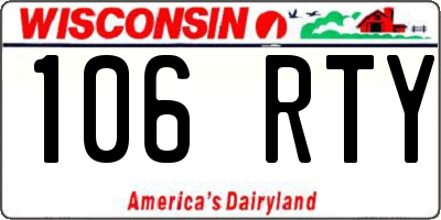 WI license plate 106RTY