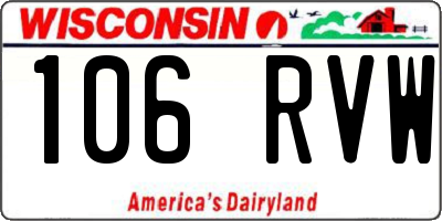 WI license plate 106RVW