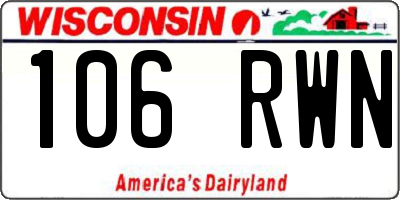 WI license plate 106RWN