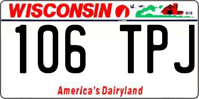 WI license plate 106TPJ