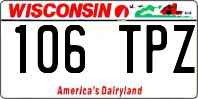 WI license plate 106TPZ