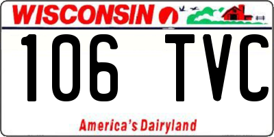 WI license plate 106TVC