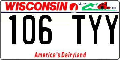 WI license plate 106TYY