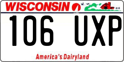 WI license plate 106UXP