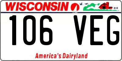 WI license plate 106VEG
