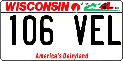 WI license plate 106VEL