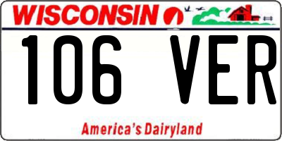 WI license plate 106VER