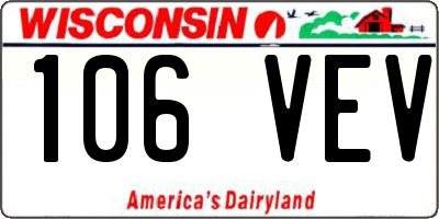 WI license plate 106VEV