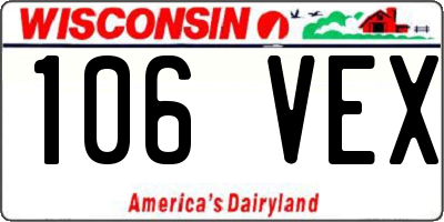 WI license plate 106VEX