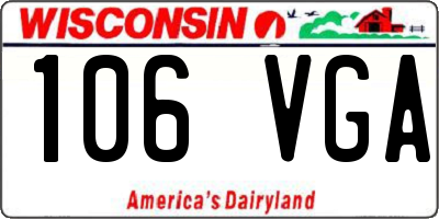 WI license plate 106VGA