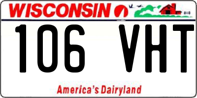 WI license plate 106VHT