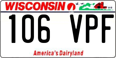 WI license plate 106VPF