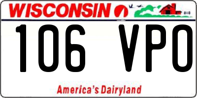 WI license plate 106VPO