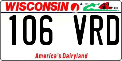 WI license plate 106VRD