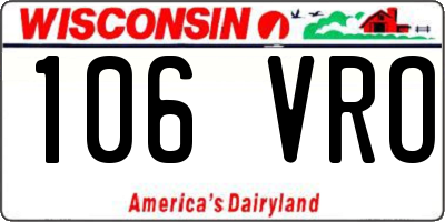 WI license plate 106VRO
