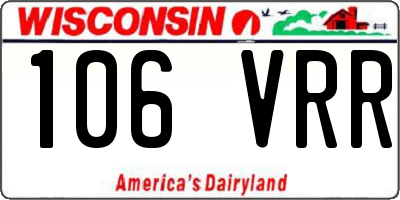 WI license plate 106VRR