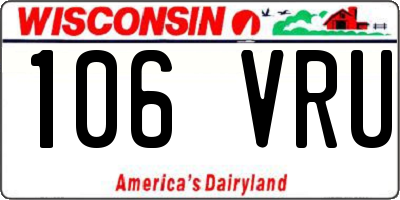 WI license plate 106VRU