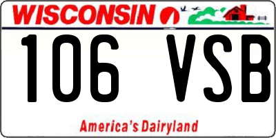 WI license plate 106VSB