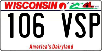 WI license plate 106VSP
