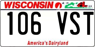 WI license plate 106VST
