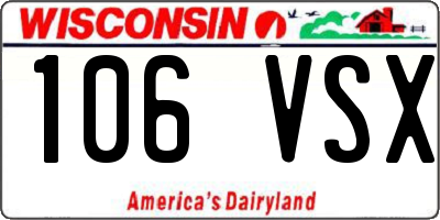 WI license plate 106VSX