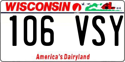 WI license plate 106VSY