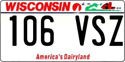 WI license plate 106VSZ