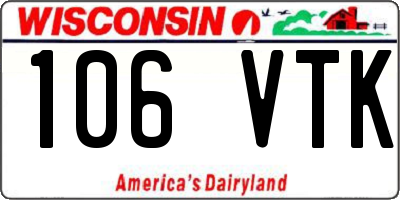 WI license plate 106VTK