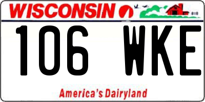 WI license plate 106WKE
